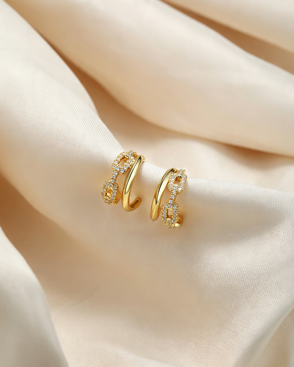 Double-Layer C-Shape Hoop Earrings
