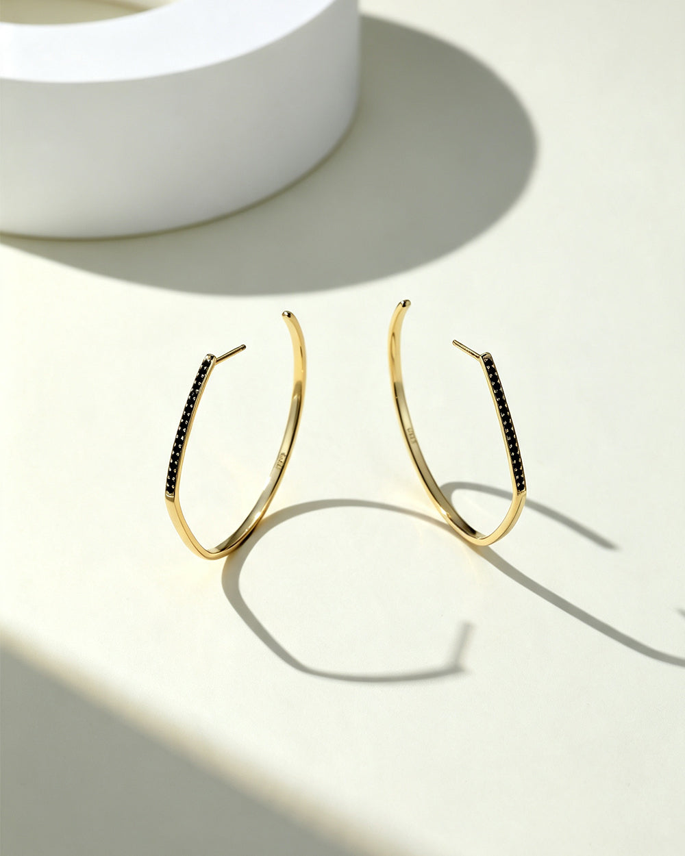 Black CZ Hoop Earrings