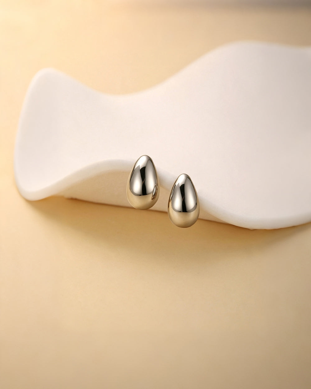 Silver Teardrop Stud Earrings