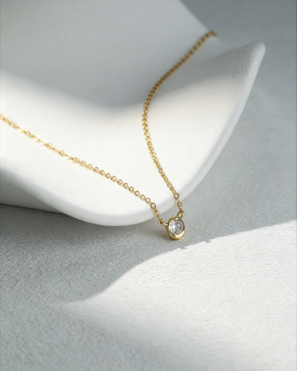 18K Gold Plated Small CZ Pendant Necklace