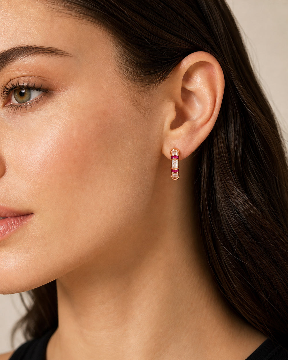 18K gold-plated round zircon earrings