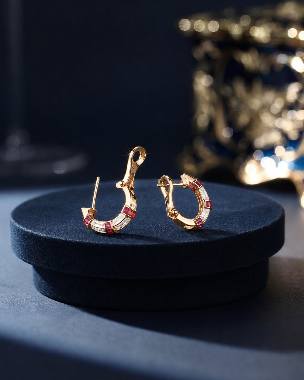 18K gold-plated round zircon earrings