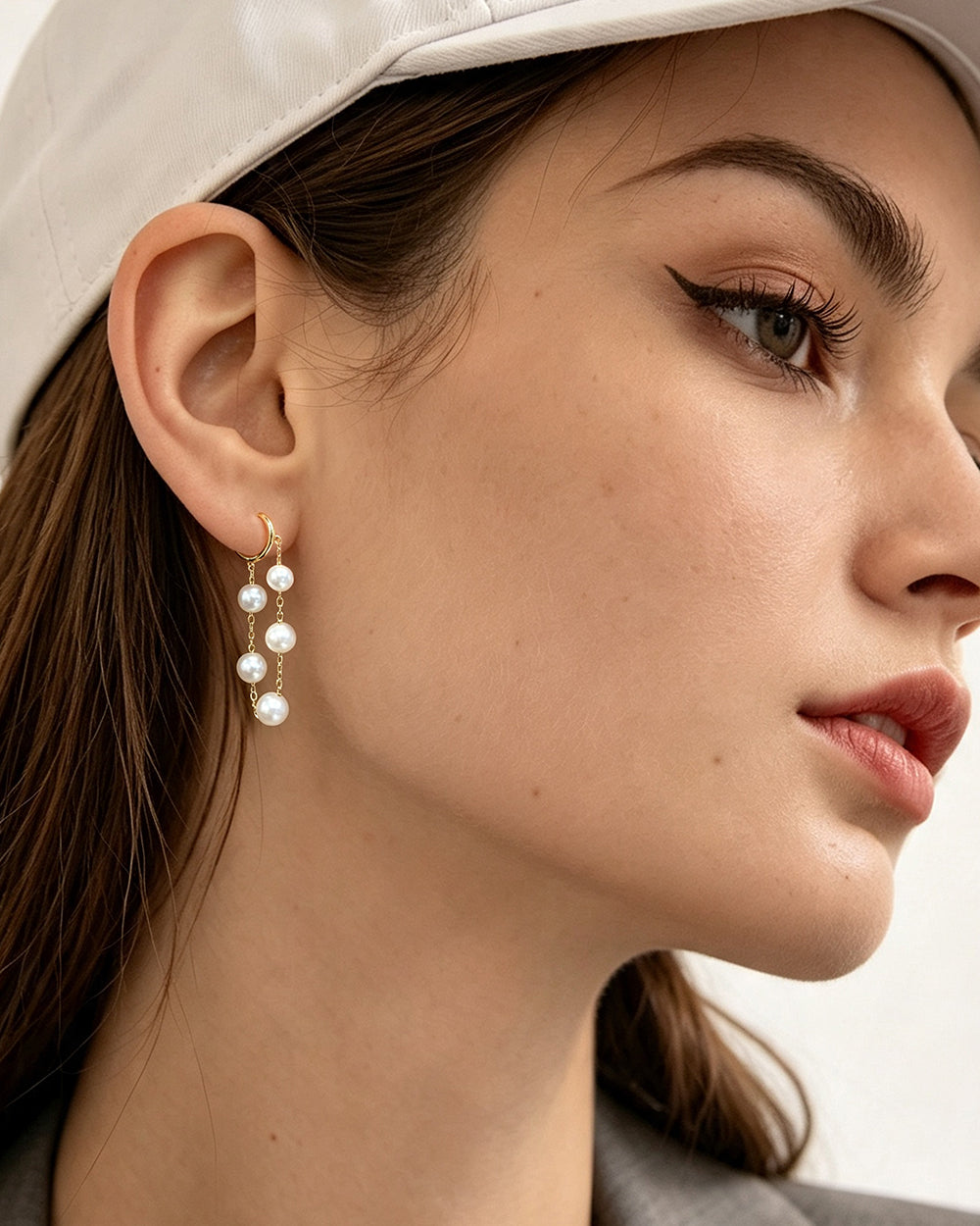 Shell Pearl Drop Hoop Earrings