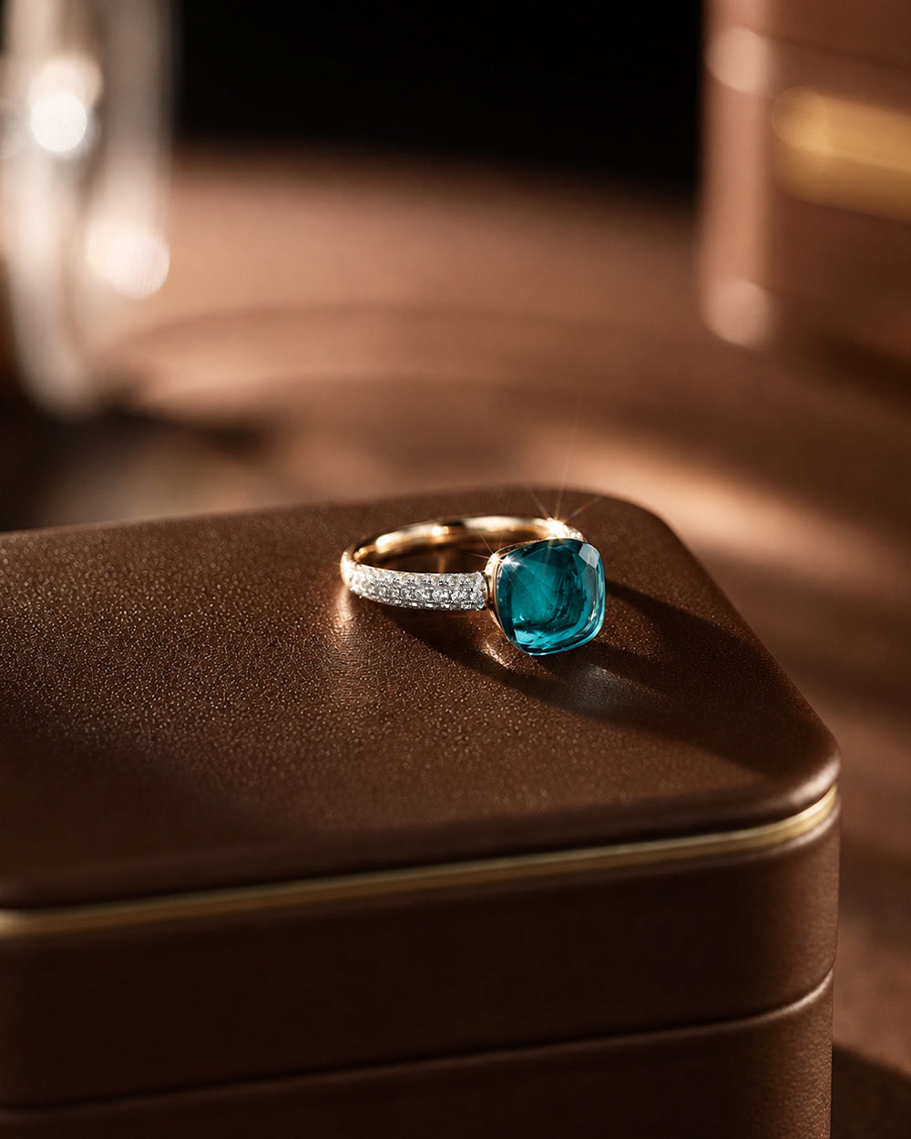 Elegant Blue 18K Gold Plated Zircon Ring