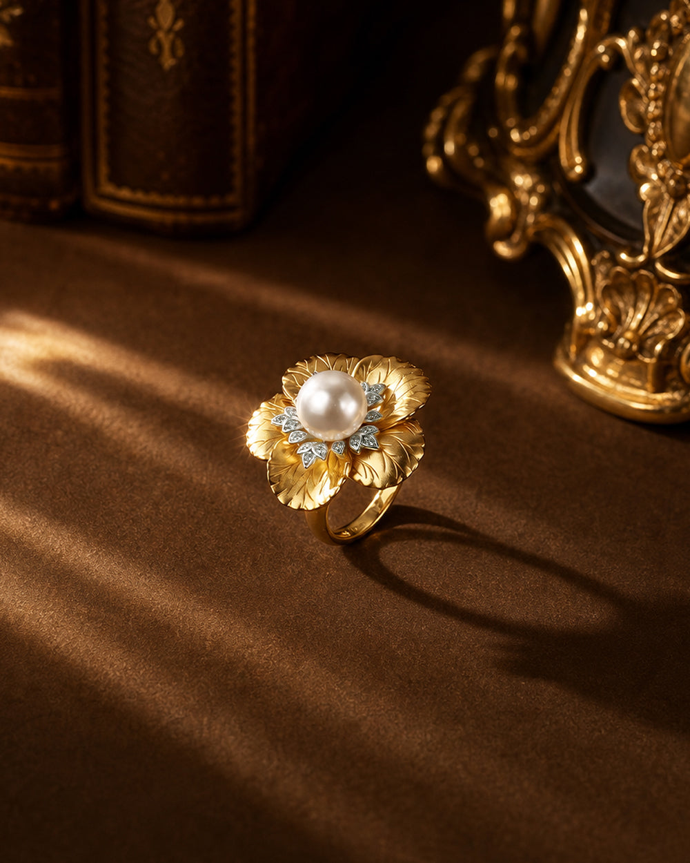 18K Gold Plated 3D Petal Ring