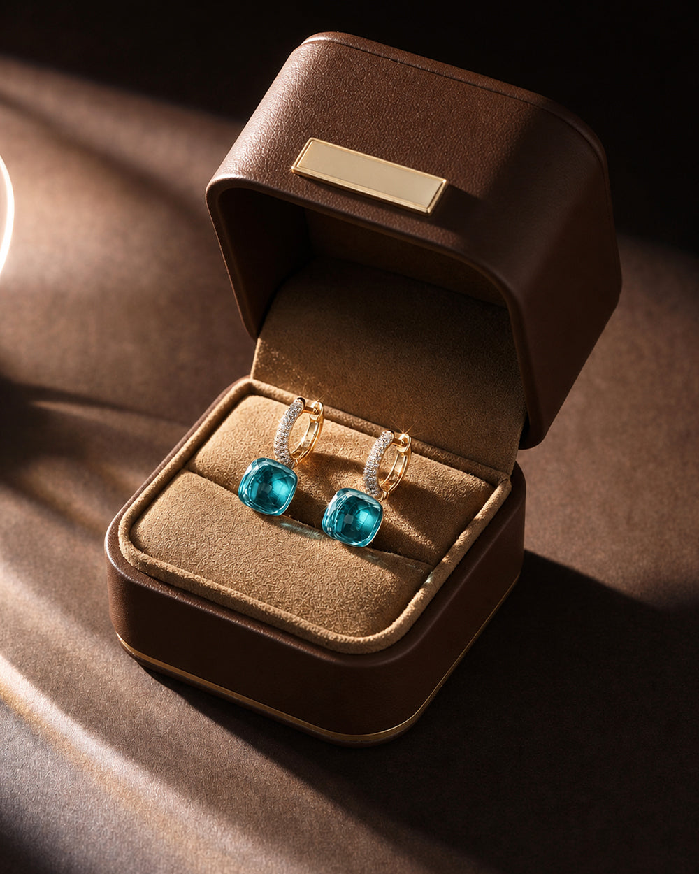 Elegant Blue 18K Gold Plated Zircon Earrings