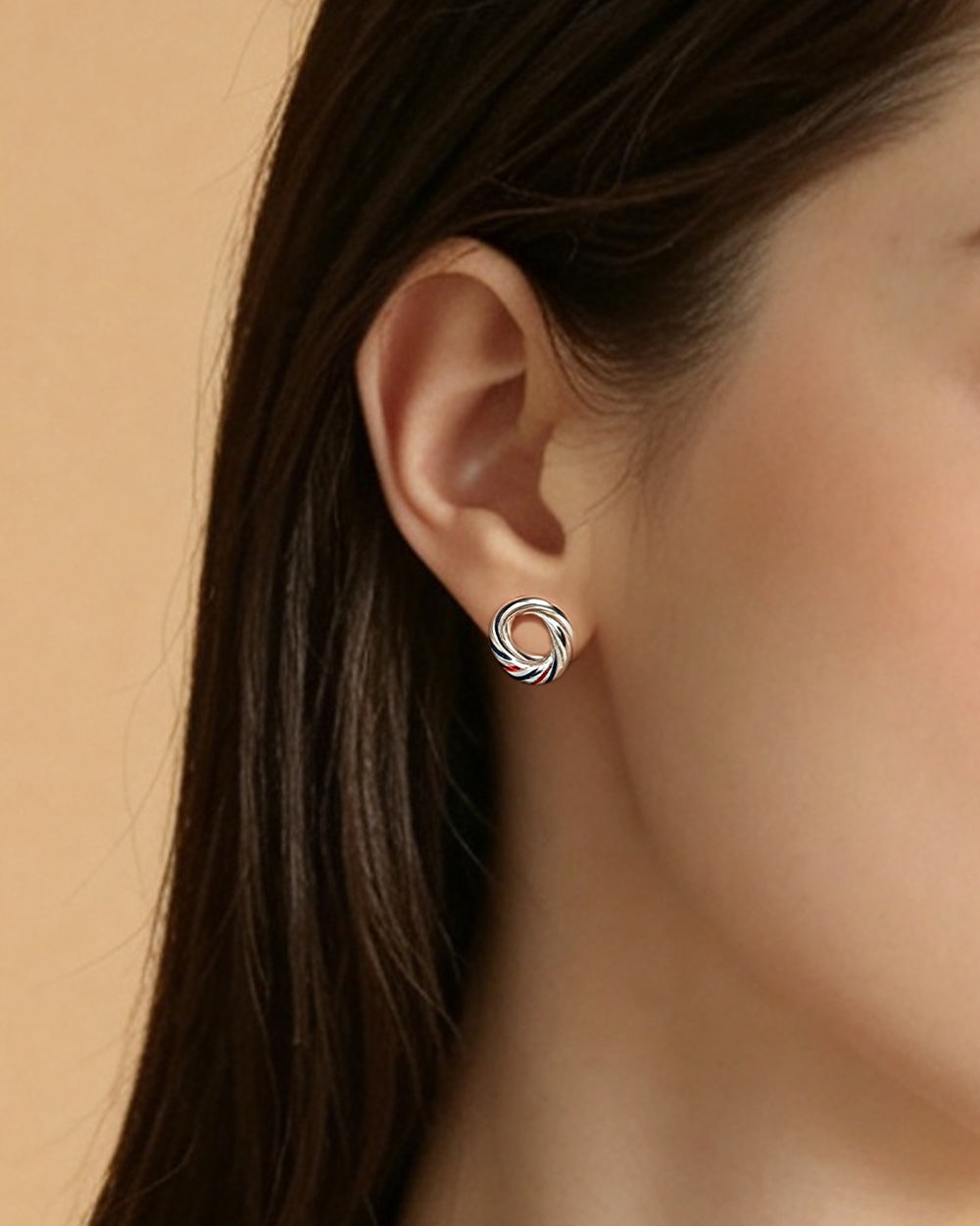 Enamel Double Hoop Stud Earrings