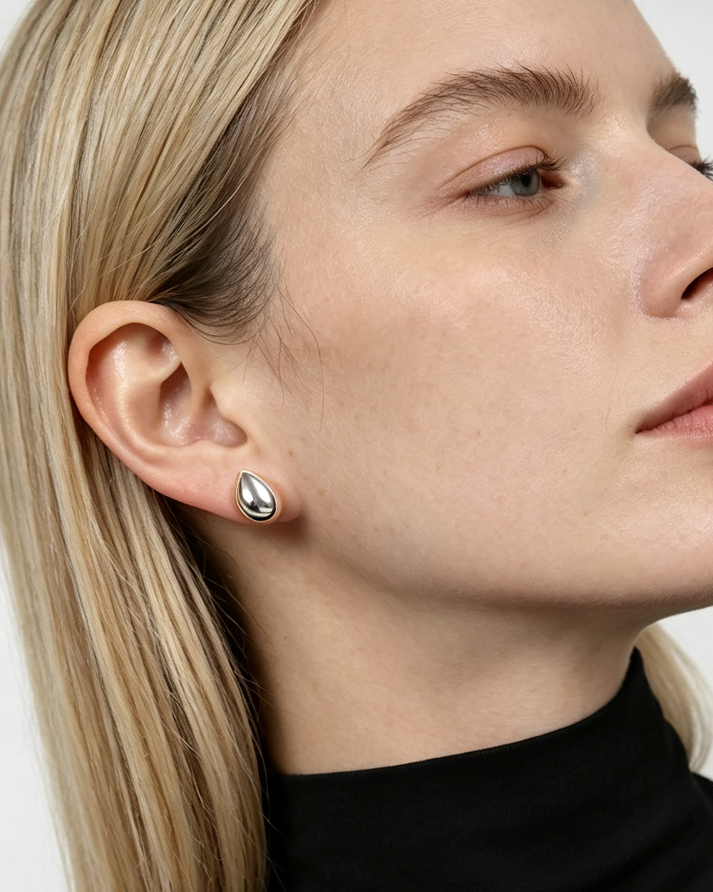 Silver Teardrop Stud Earrings