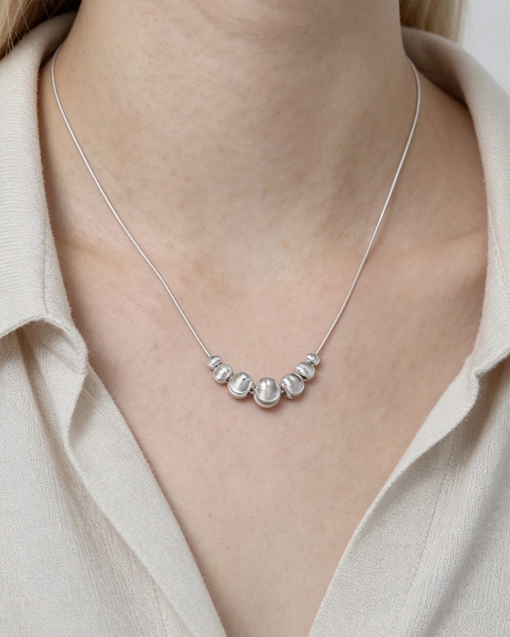 Silver Bead Chain Necklace