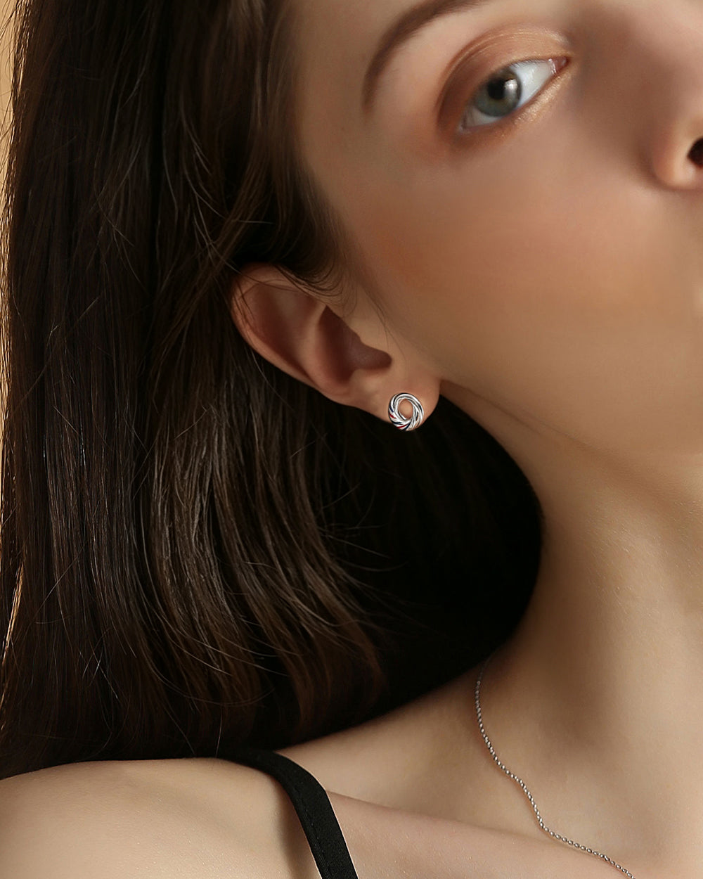 Enamel Double Hoop Stud Earrings