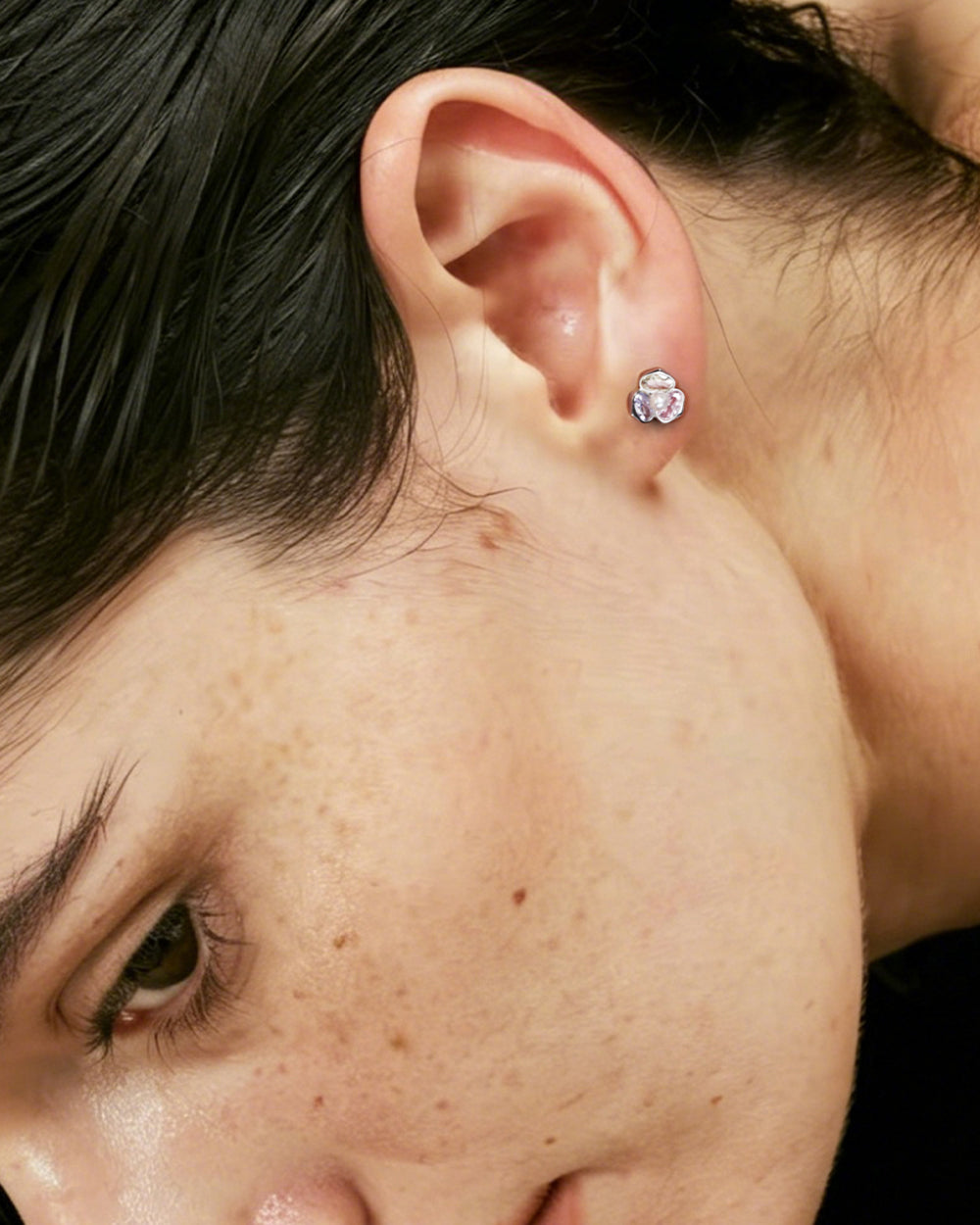 Shell Pearl & CZ Stud Earrings