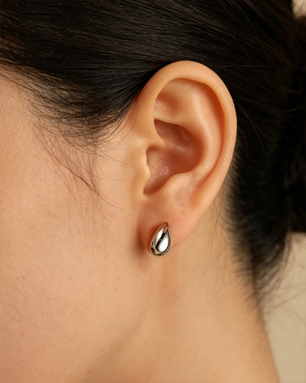 Silver Teardrop Stud Earrings