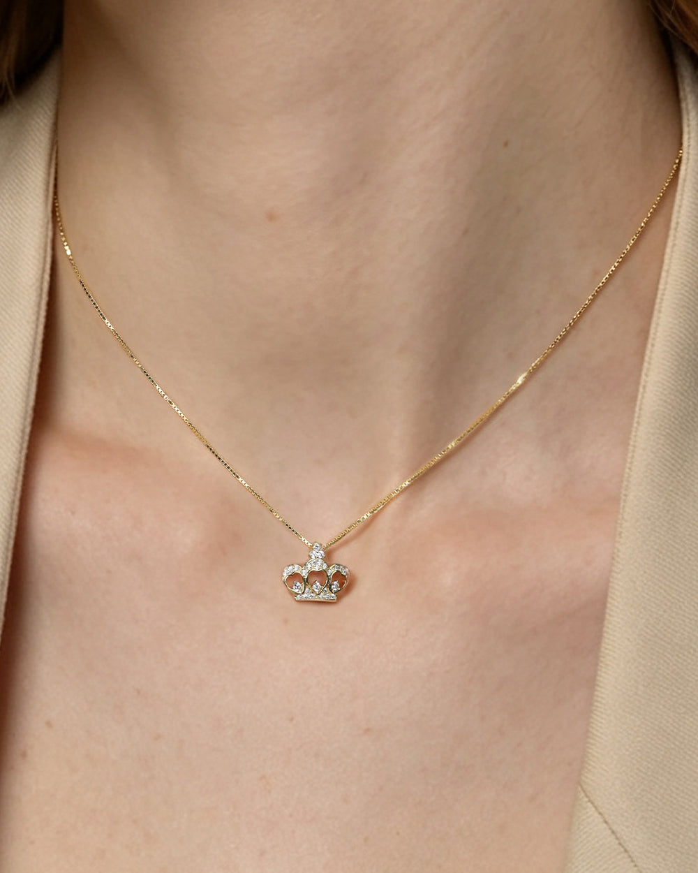 14K Gold Plated Round CZ Pendant Necklace