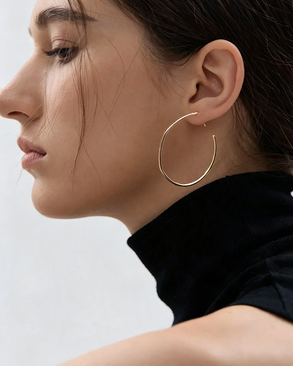 Black CZ Hoop Earrings