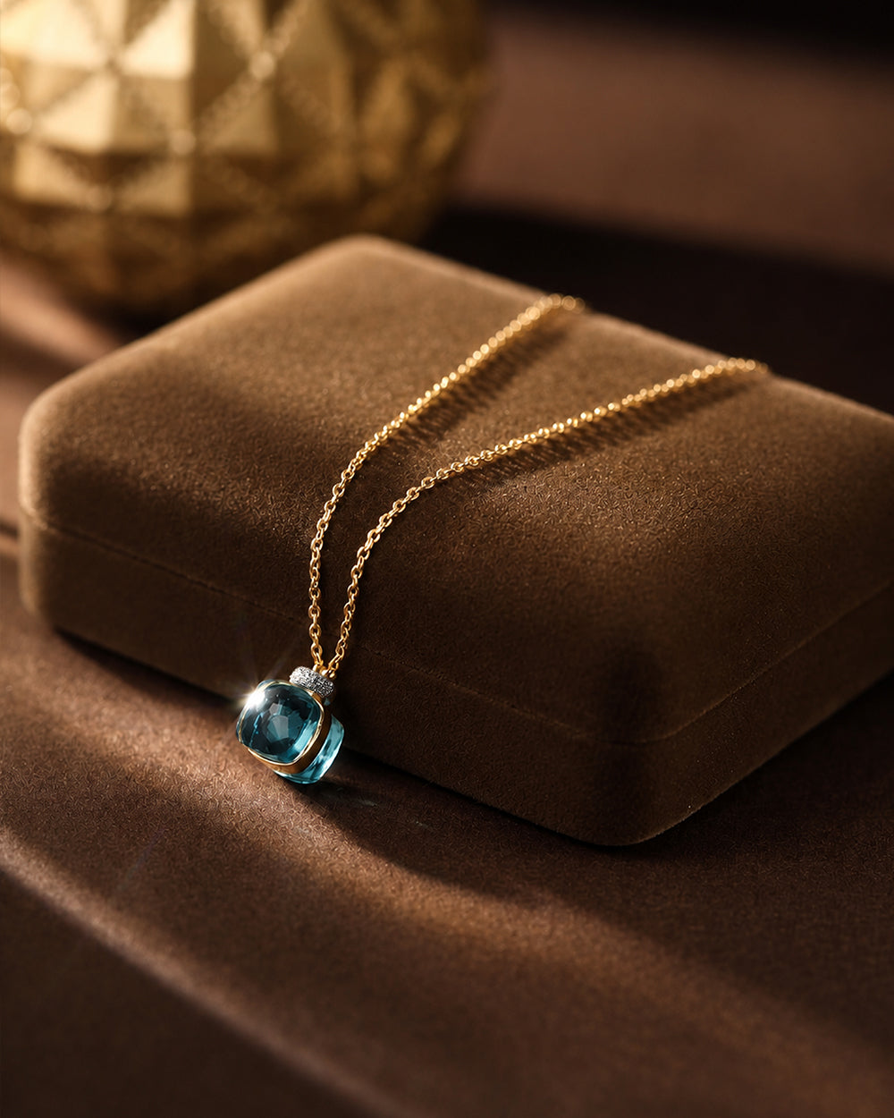 Elegant Blue 18K Gold Plated Zircon Pendant Necklace