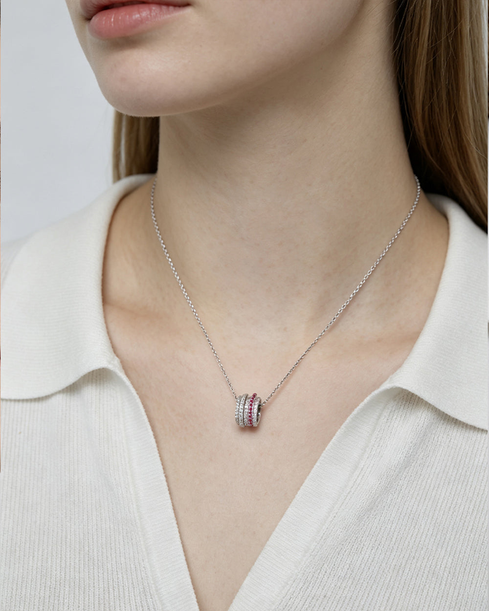 Ruby & CZ Pendant Necklace