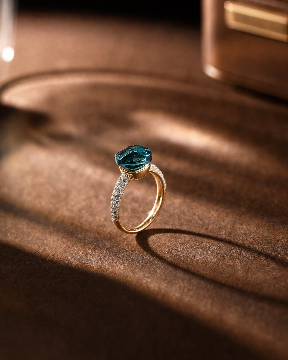 Elegant Blue 18K Gold Plated Zircon Ring