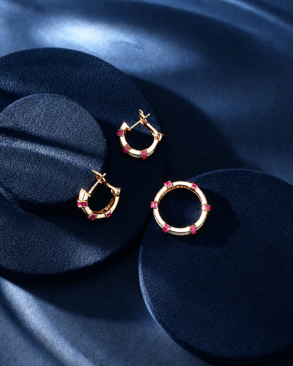 18K gold-plated round zircon earrings