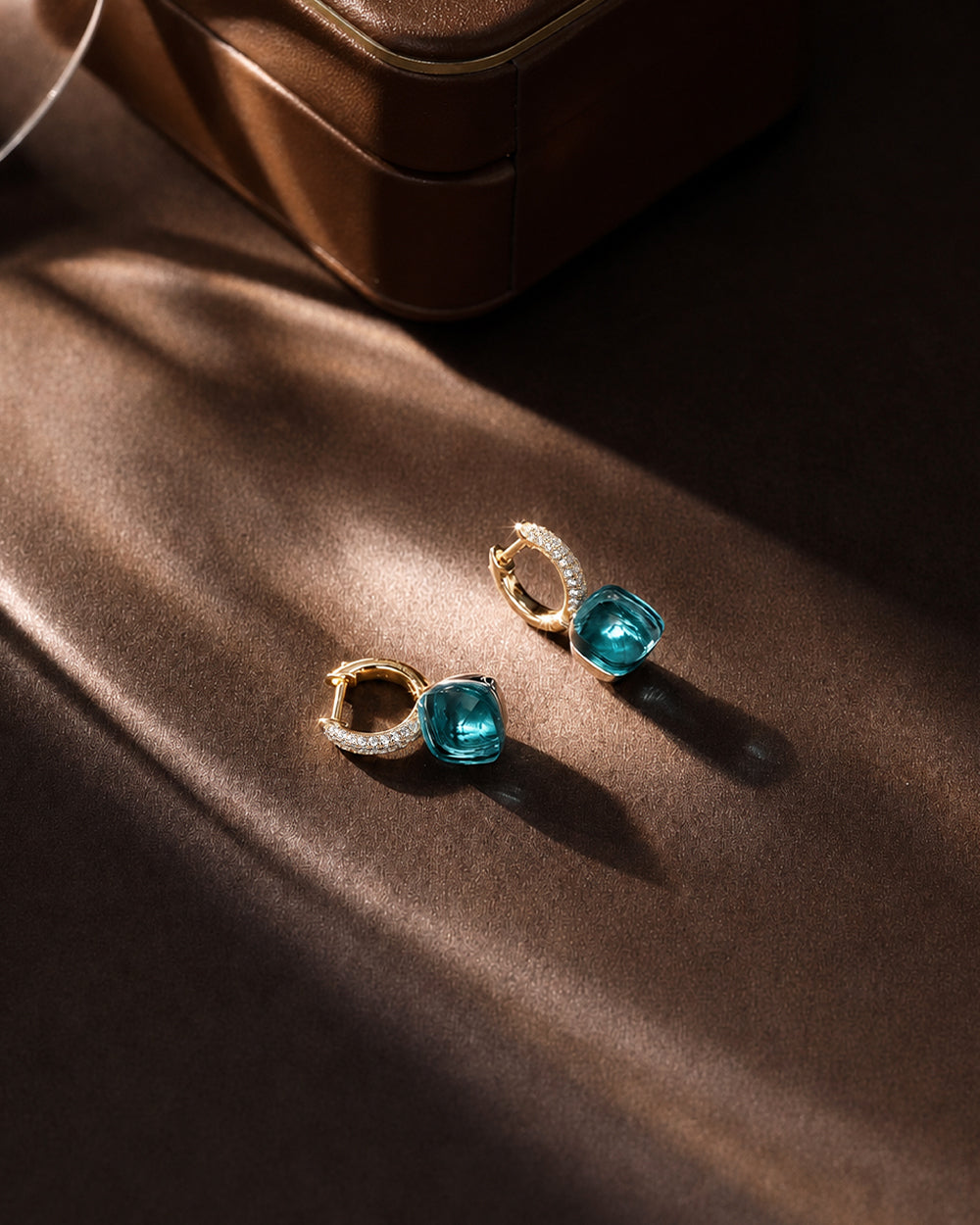 Elegant Blue 18K Gold Plated Zircon Earrings