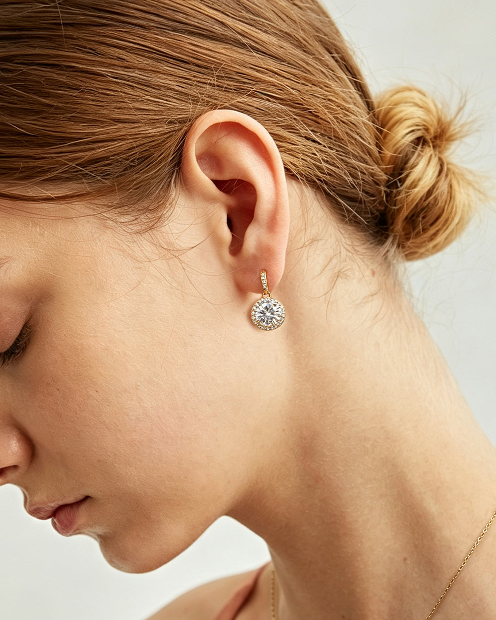 14K Gold Plated CZ Drop Earrings