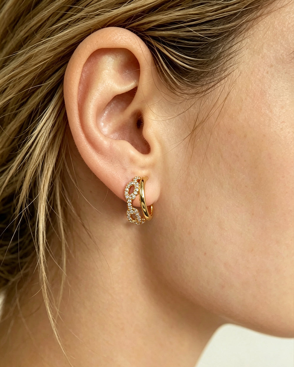Double-Layer C-Shape Hoop Earrings