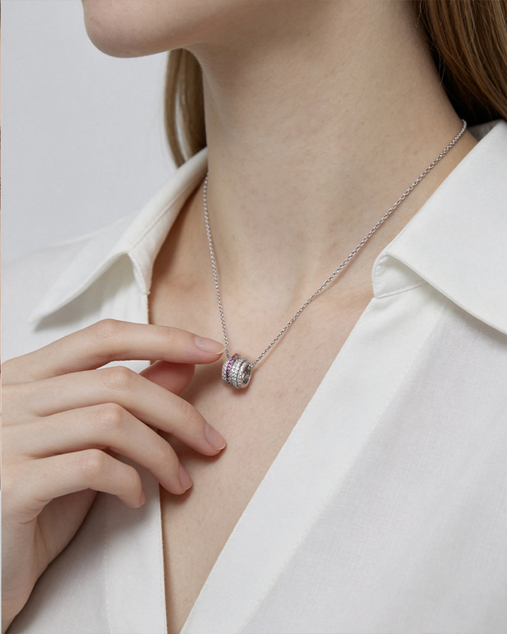 Ruby & CZ Pendant Necklace