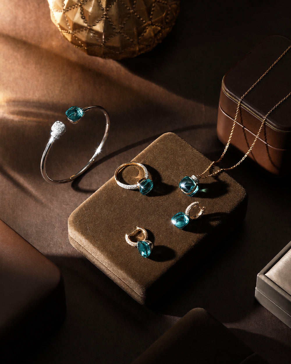 Elegant Blue 18K Gold Plated Zircon Pendant Necklace