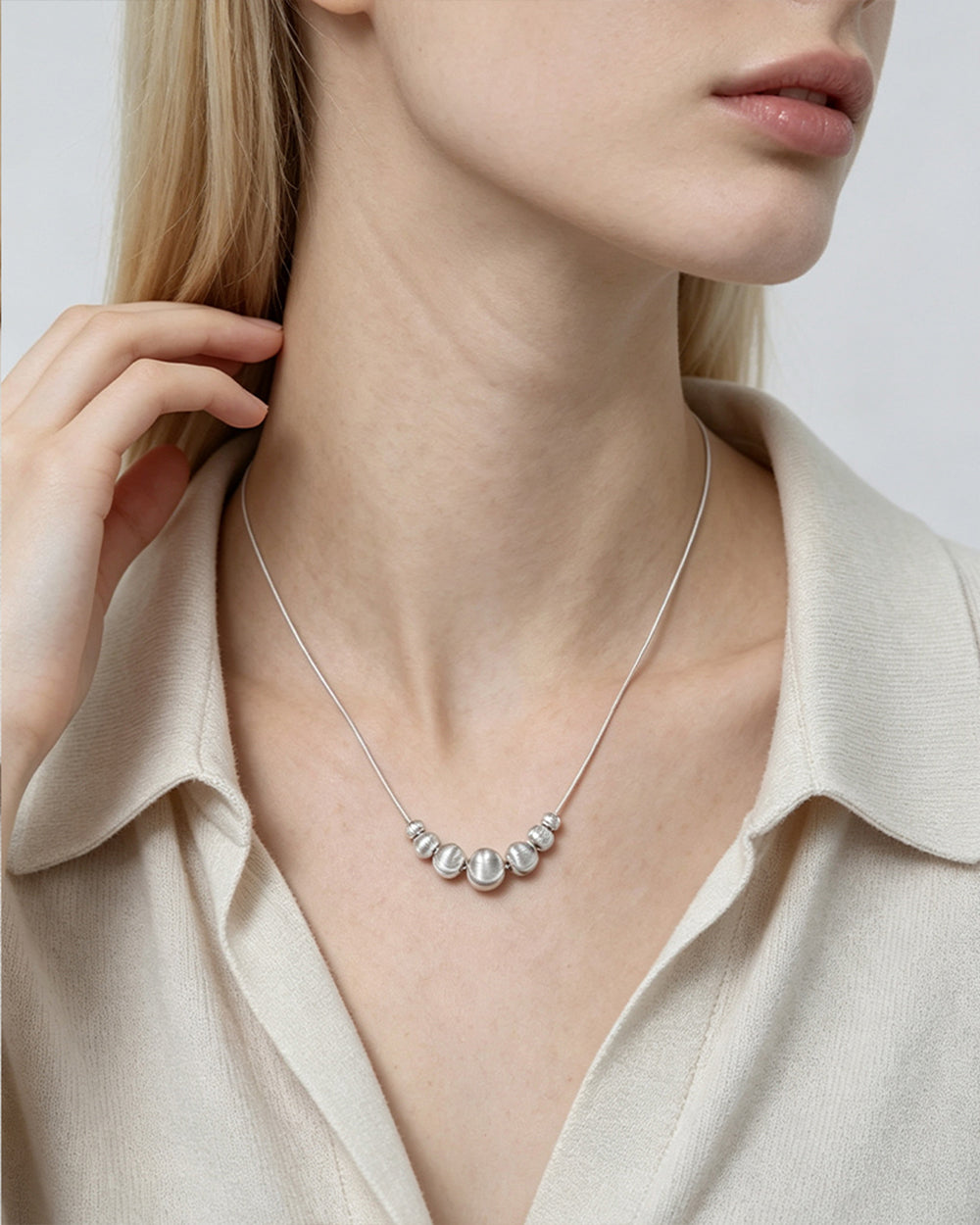 Silver Bead Chain Necklace