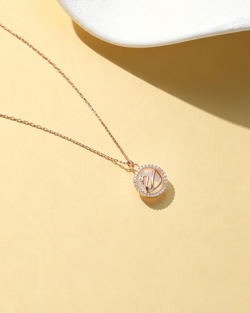 Rose Gold Plated CZ Circle Pendant Necklace
