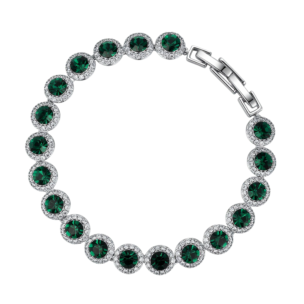 Emerald Green Halo Tennis Bracelet