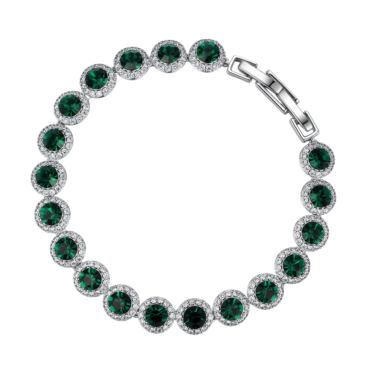 Emerald Green Halo Tennis Bracelet